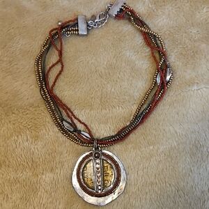 Multicolor Beaded Pendant Necklace